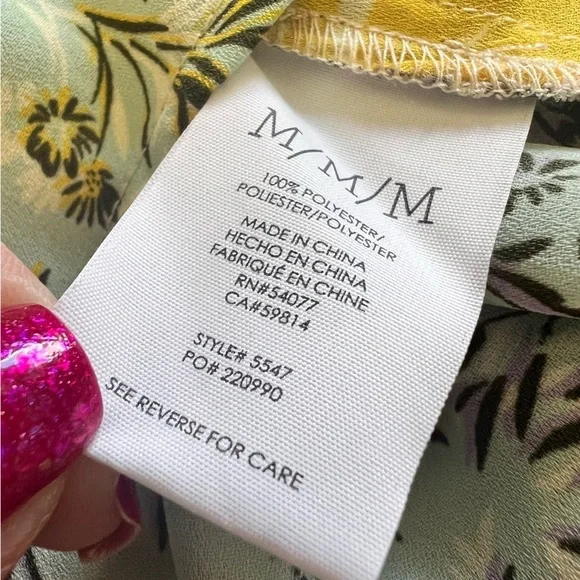 CAbi Medium Golden Glow Split Floral Sleeveless Shirt Tank Vibrant Long Length - Picture 10 of 11